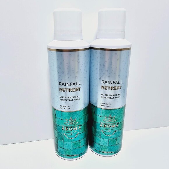 2 RAINFALL RETREAT Shave Gel Bath Body Works Aloe Essential Oils NEW - Picture 1 of 7